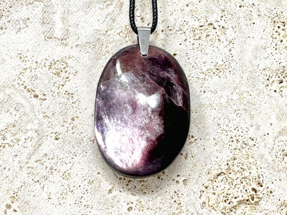 Gem Lepidolite Pendant Oval Large 4.4cm