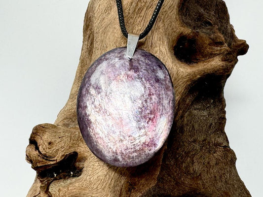 Gem Lepidolite Pendant Oval Large 4.7cm