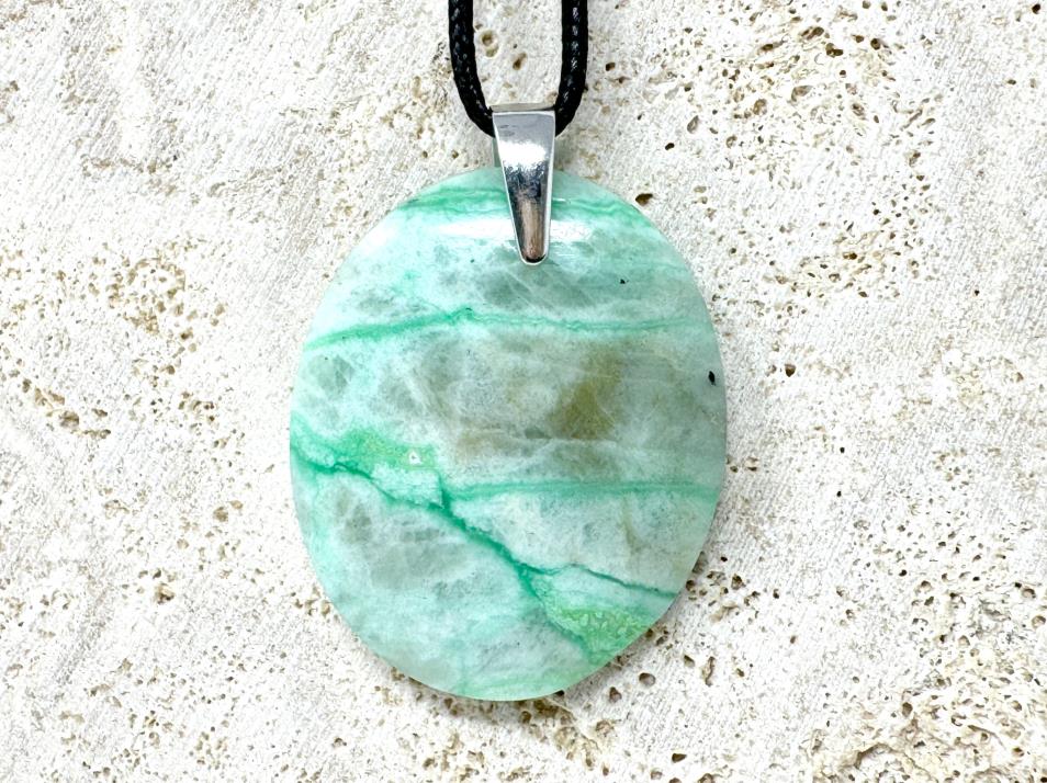 Green Moonstone Pendant Oval 4cm