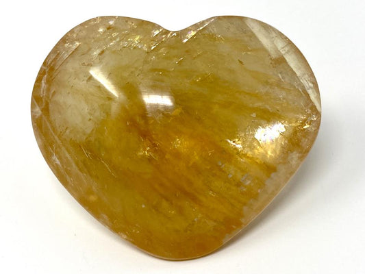 Polished Optical Honey Calcite Crystal Heart 6.7cm