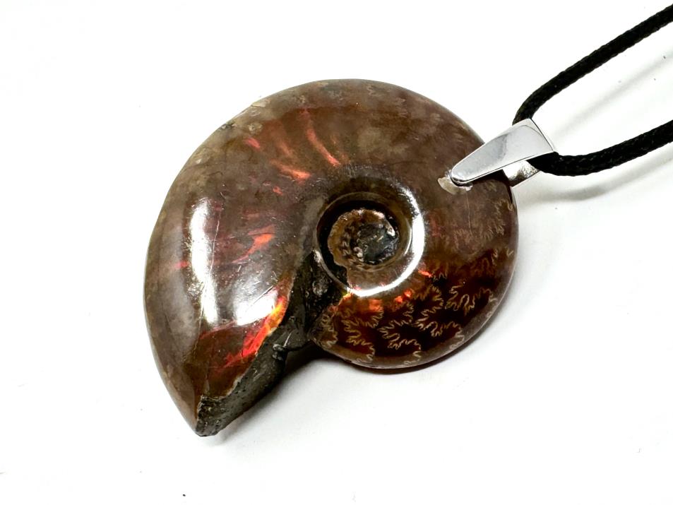 Red Iridescent Ammonite Pendant 4cm