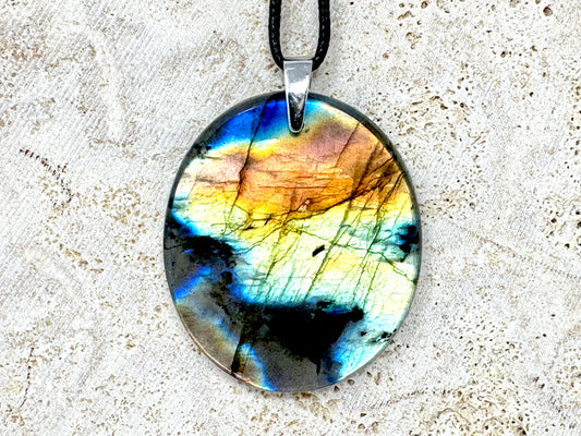 Large Labradorite Pendant Oval 5cm