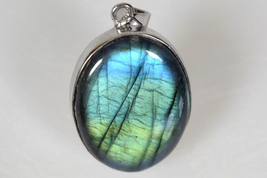 Labradorite Pendant Set in Silver 3.3cm