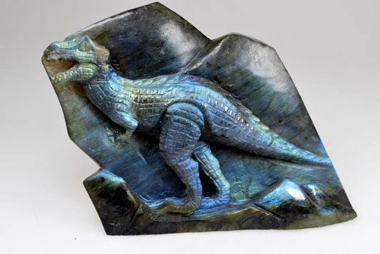 Labradorite T-Rex Crystal Carving Large 11.2cm