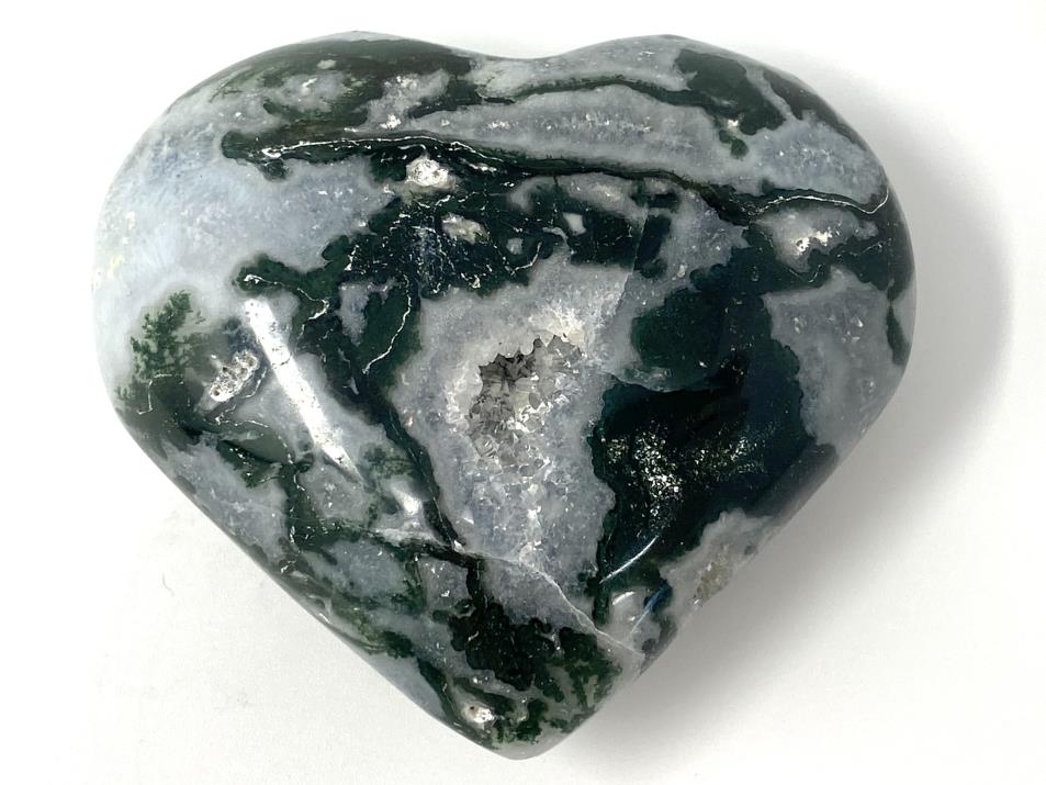 Druzy Moss Agate Crystal Heart 6.8cm