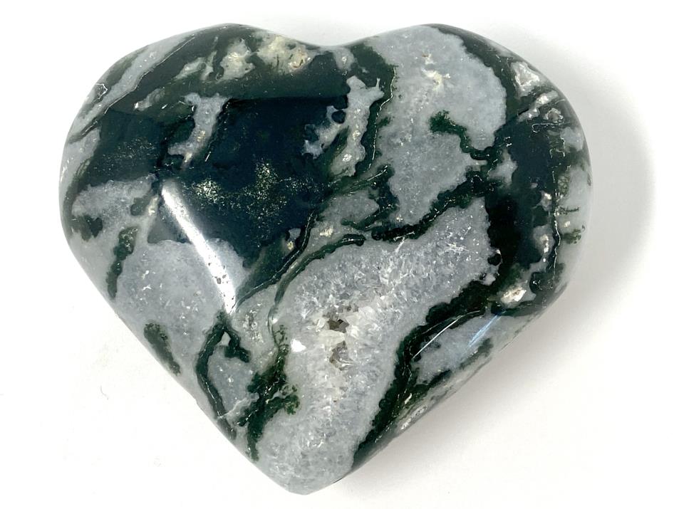 Druzy Moss Agate Crystal Heart 6.8cm