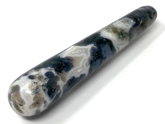 Moss Agate Crystal Massage Wand 11cm