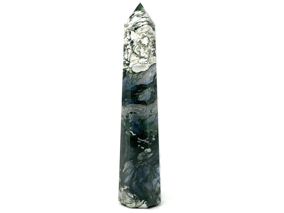 Druzy Moss Agate Crystal Point Large 20.3cm