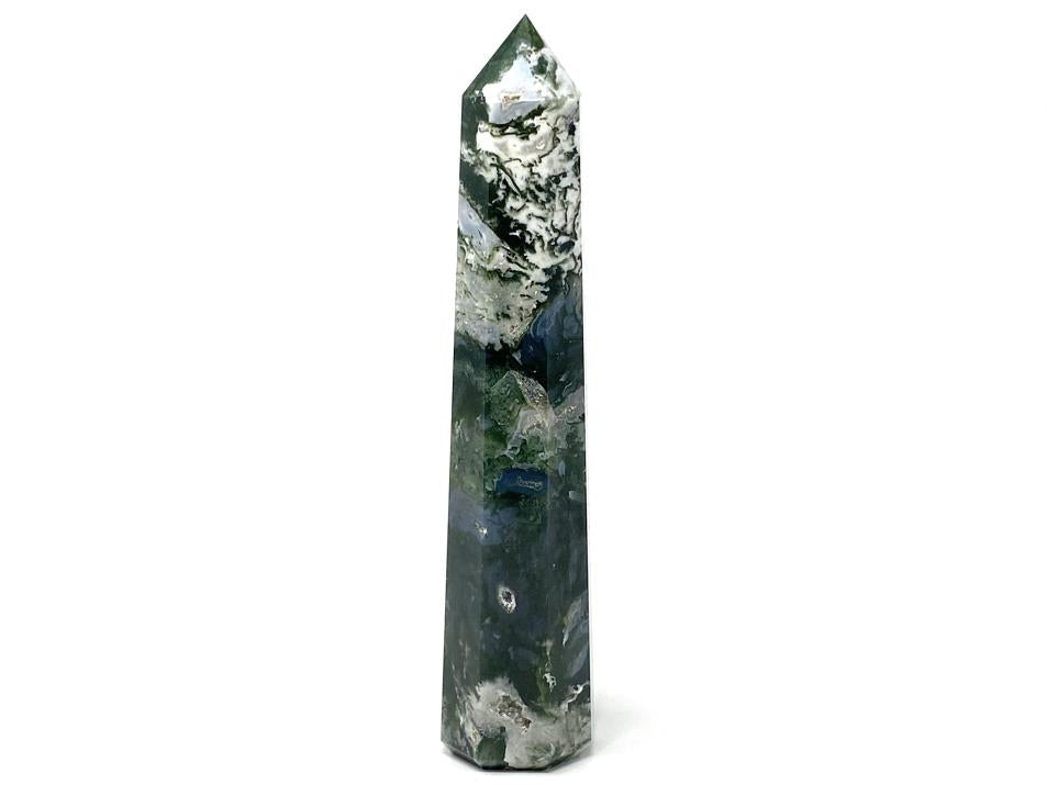 Druzy Moss Agate Crystal Point Large 20.3cm