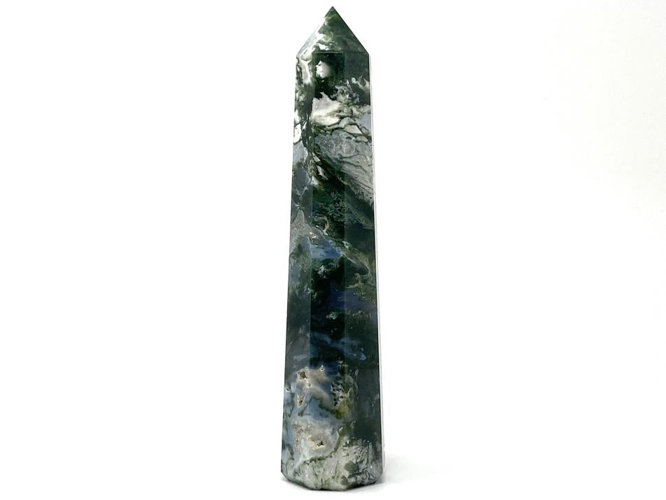 Druzy Moss Agate Crystal Point Large 20.3cm