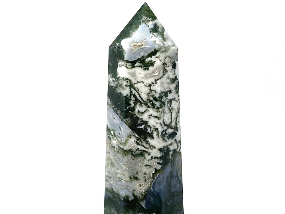 Druzy Moss Agate Crystal Point Large 20.3cm