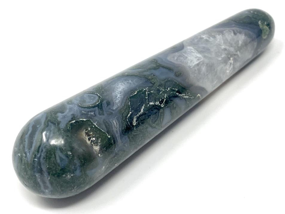 Moss Agate Crystal Massage Wand 12.5cm