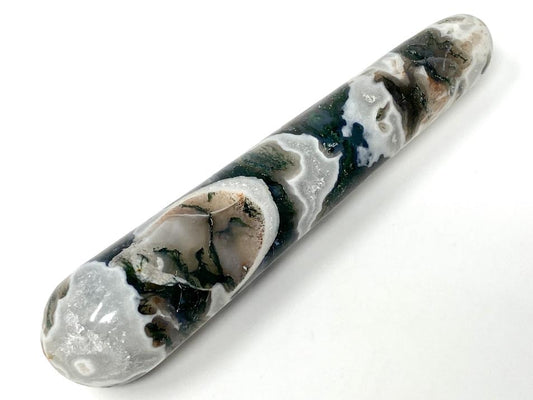 Moss Agate Crystal Massage Wand 12.7cm