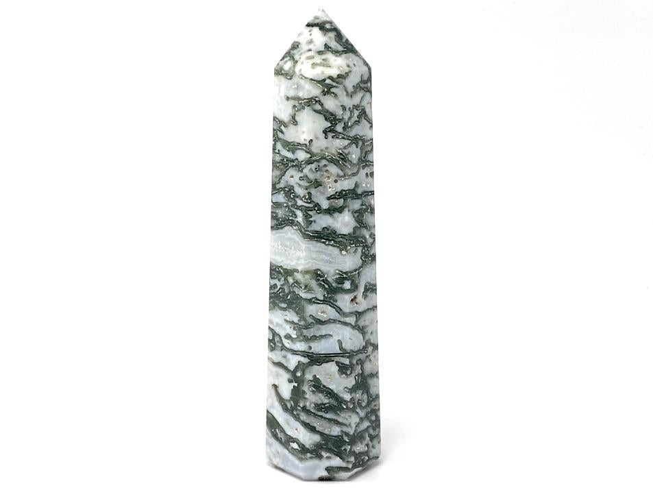 Druzy Moss Agate Crystal Point Large 18.2cm