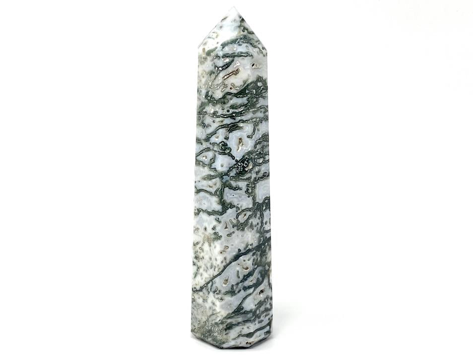 Druzy Moss Agate Crystal Point Large 18.2cm