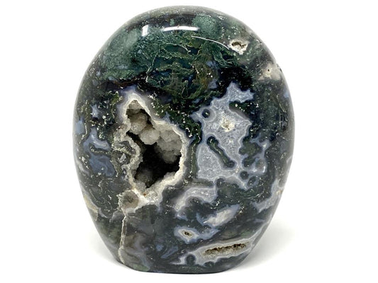 Druzy Moss Agate Crystal Freeform Large 13.3cm