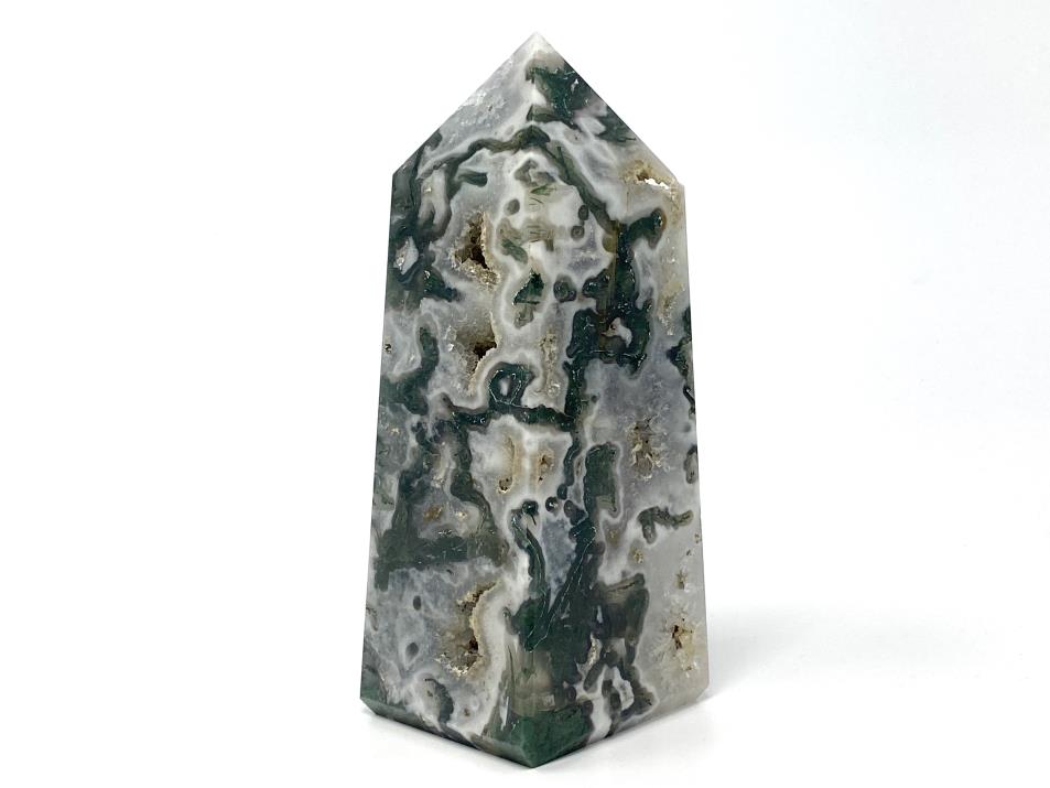 Druzy Moss Agate Crystal Tower Large 14.2cm