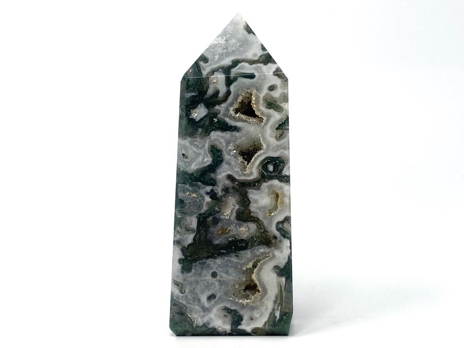 Druzy Moss Agate Crystal Tower Large 14.2cm