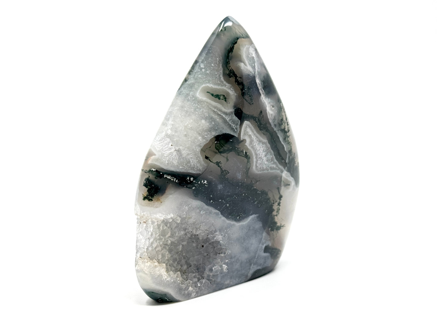 Druzy Moss Agate Crystal Freeform 11.1cm