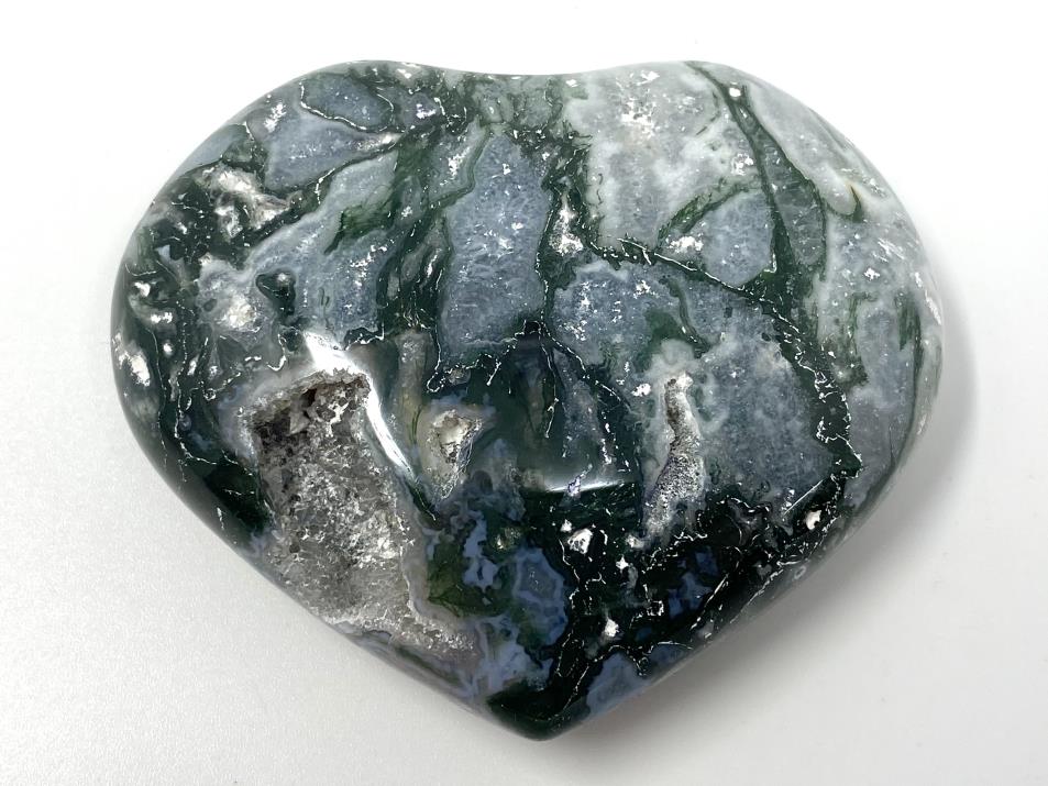 Druzy Moss Agate Crystal Heart 7cm