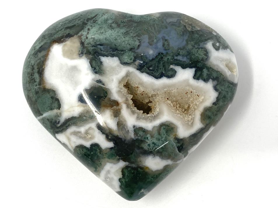 Druzy Moss Agate Crystal Heart 7.1cm