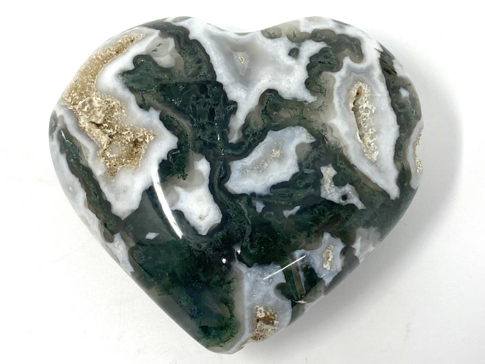 Moss Agate Crystal Heart 6.6cm