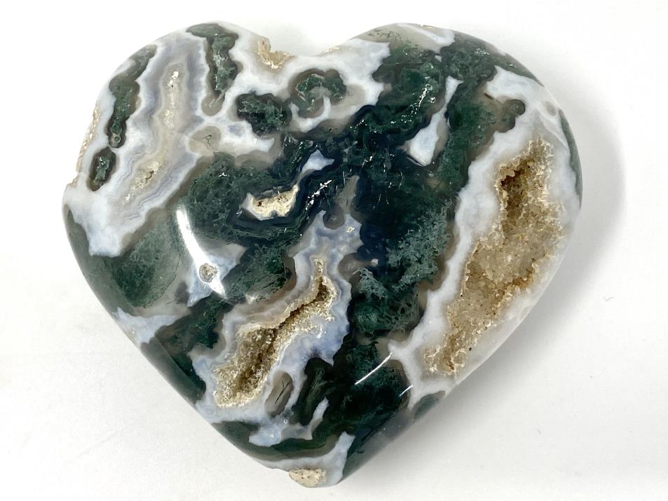 Moss Agate Crystal Heart 6.6cm