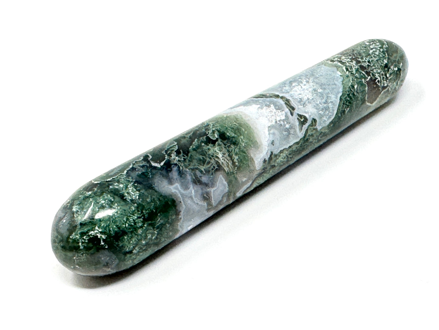 Druzy Moss Agate Crystal Massage Wand 12.5cm