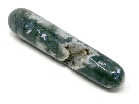 Druzy Moss Agate Crystal Massage Wand 11.8cm