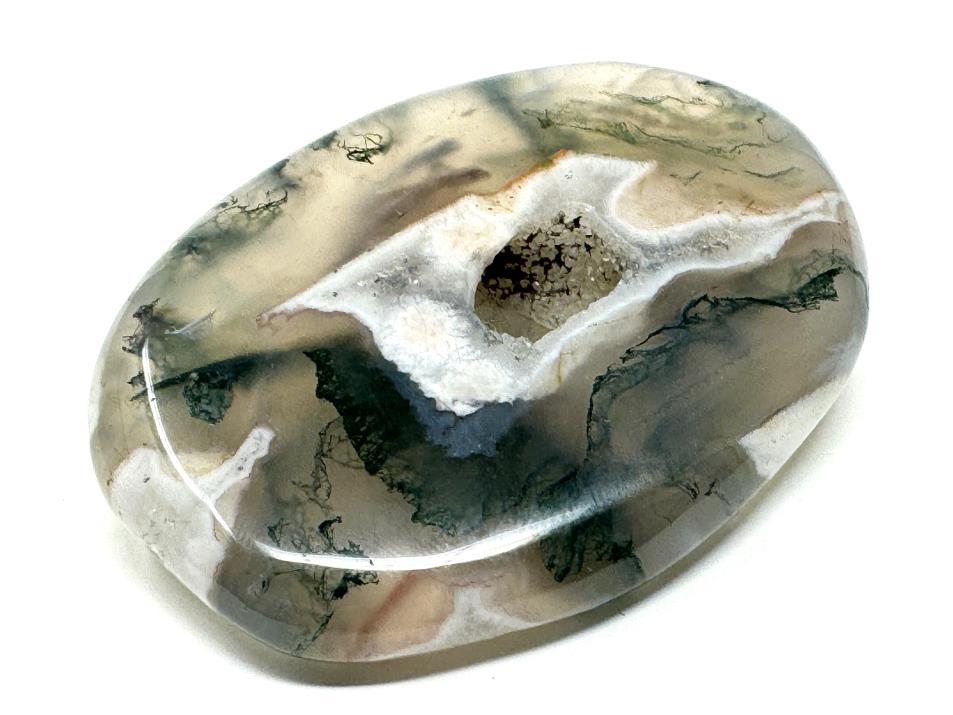 Druzy Moss Agate Crystal Pebble Flat 5.5cm