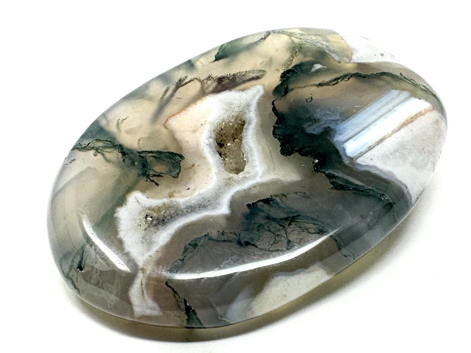 Druzy Moss Agate Crystal Pebble Flat 5.5cm