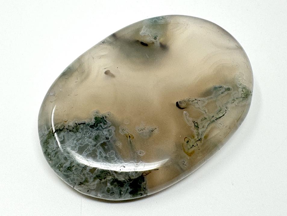 Moss Agate Crystal Pebble Flat 6.3cm