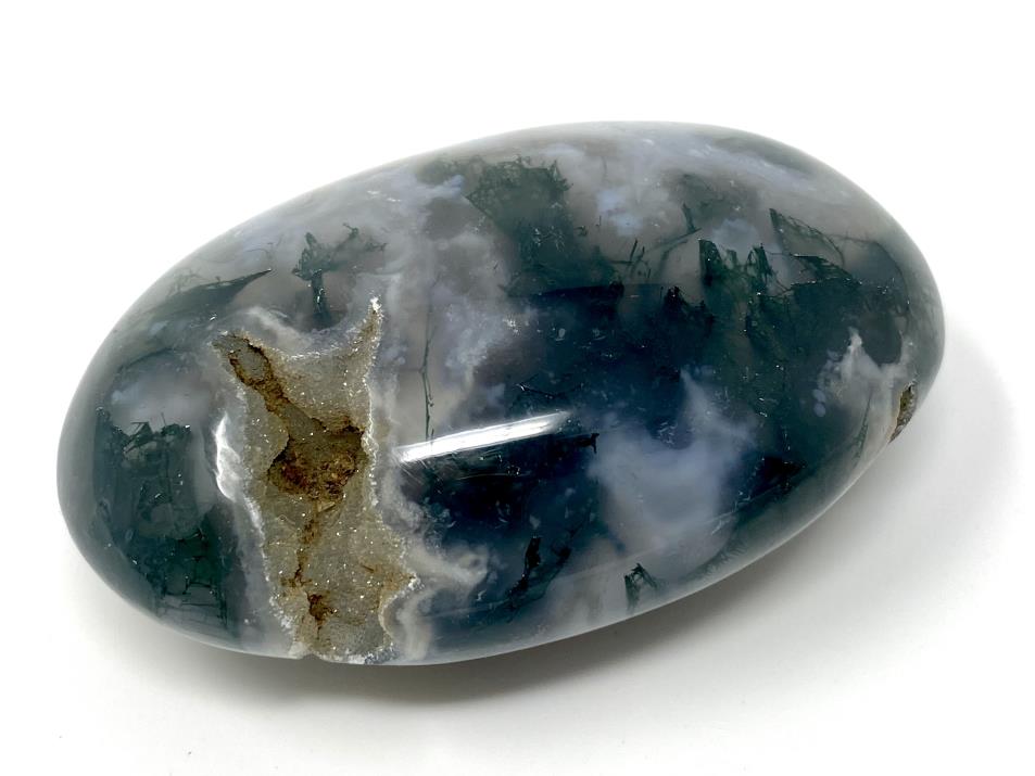 Druzy Moss Agate Crystal Pebble 6.9cm