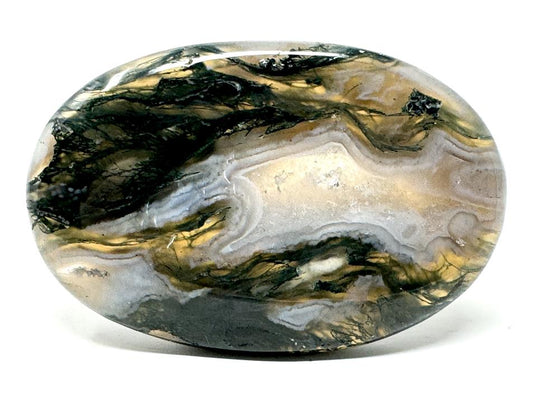 Moss Agate Crystal Pebble Flat 6.2cm