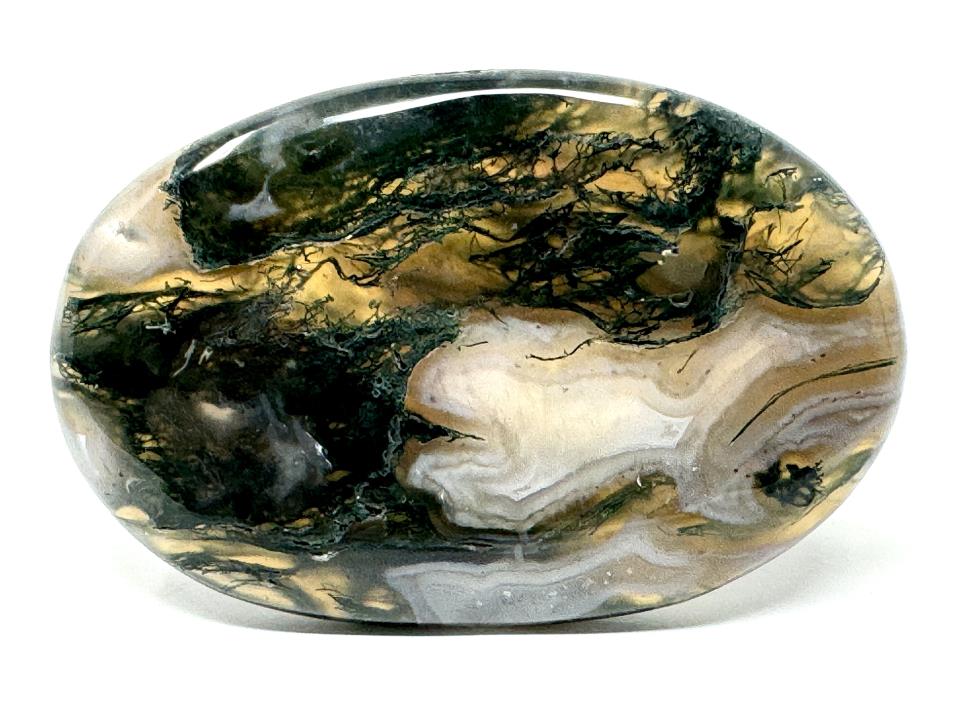 Moss Agate Crystal Pebble Flat 6.2cm