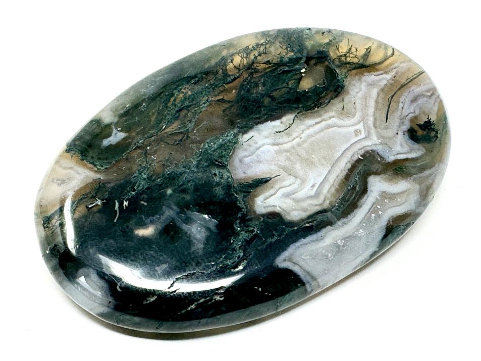 Moss Agate Crystal Pebble Flat 6.2cm