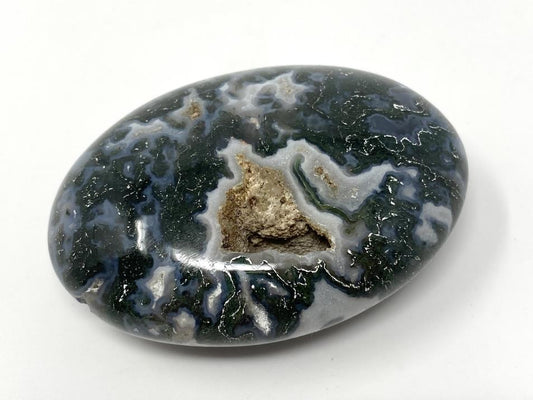 Druzy Moss Agate Crystal Pebble 6.7cm