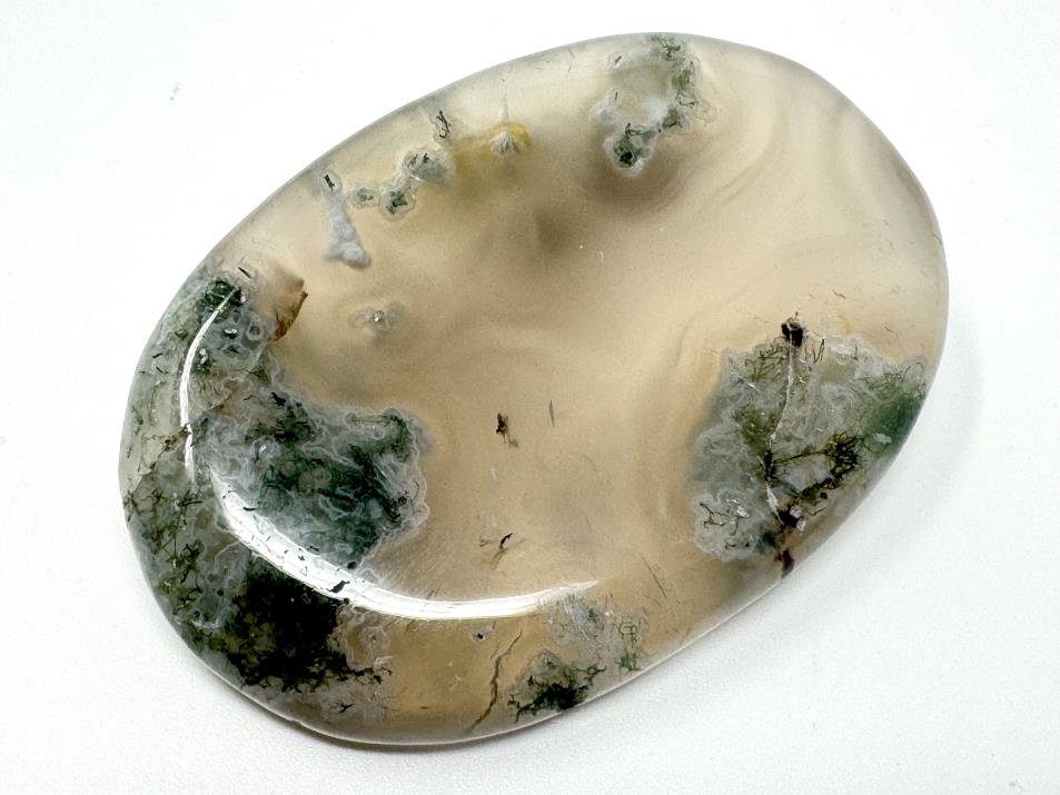 Moss Agate Crystal Pebble Flat 6.3cm