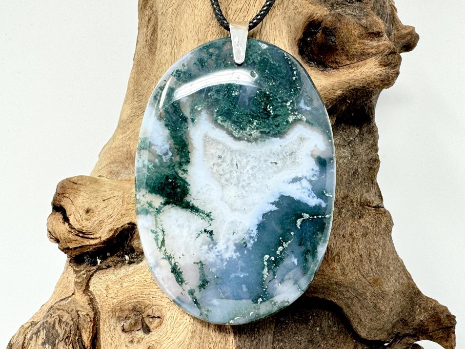 Moss Agate Pendant Oval 6.2cm