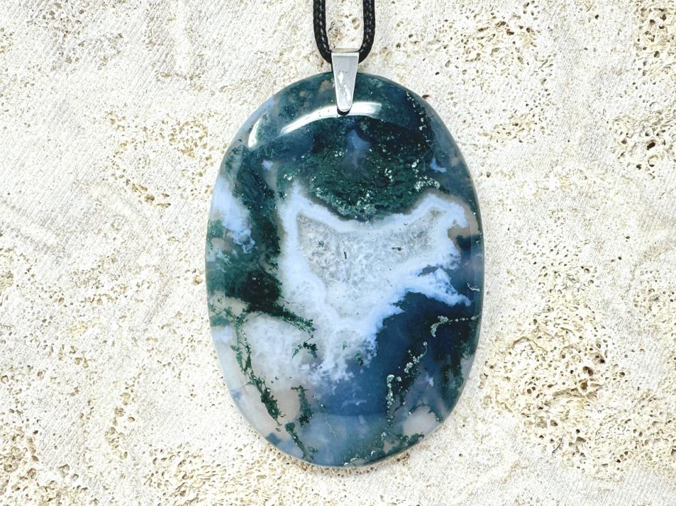 Moss Agate Pendant Oval 6.2cm