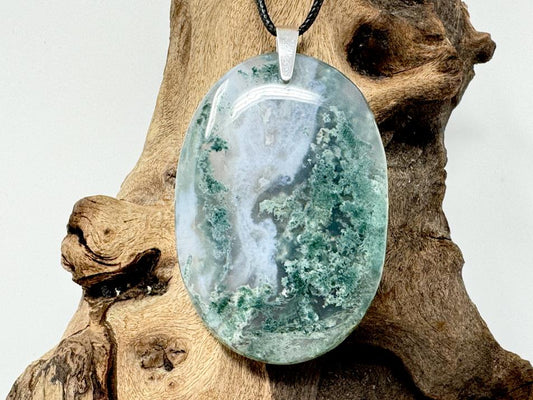 Moss Agate Pendant Oval 6.2cm