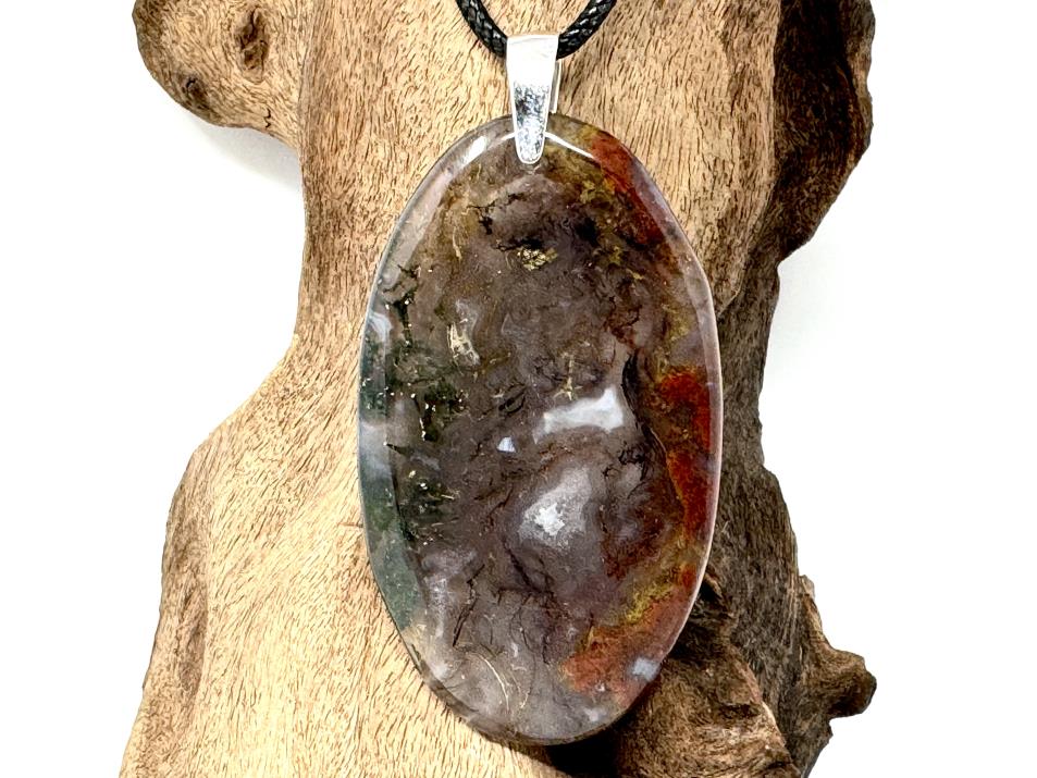 Moss Agate Pendant Oval 5.8cm