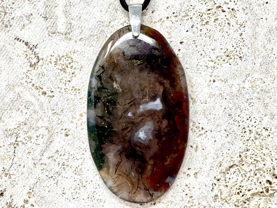 Moss Agate Pendant Oval 5.8cm