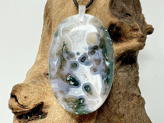 Moss Agate Pendant Oval 6cm