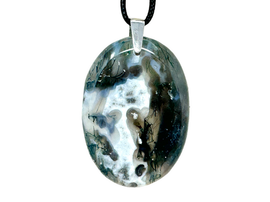 Moss Agate Pendant Oval 4.7cm