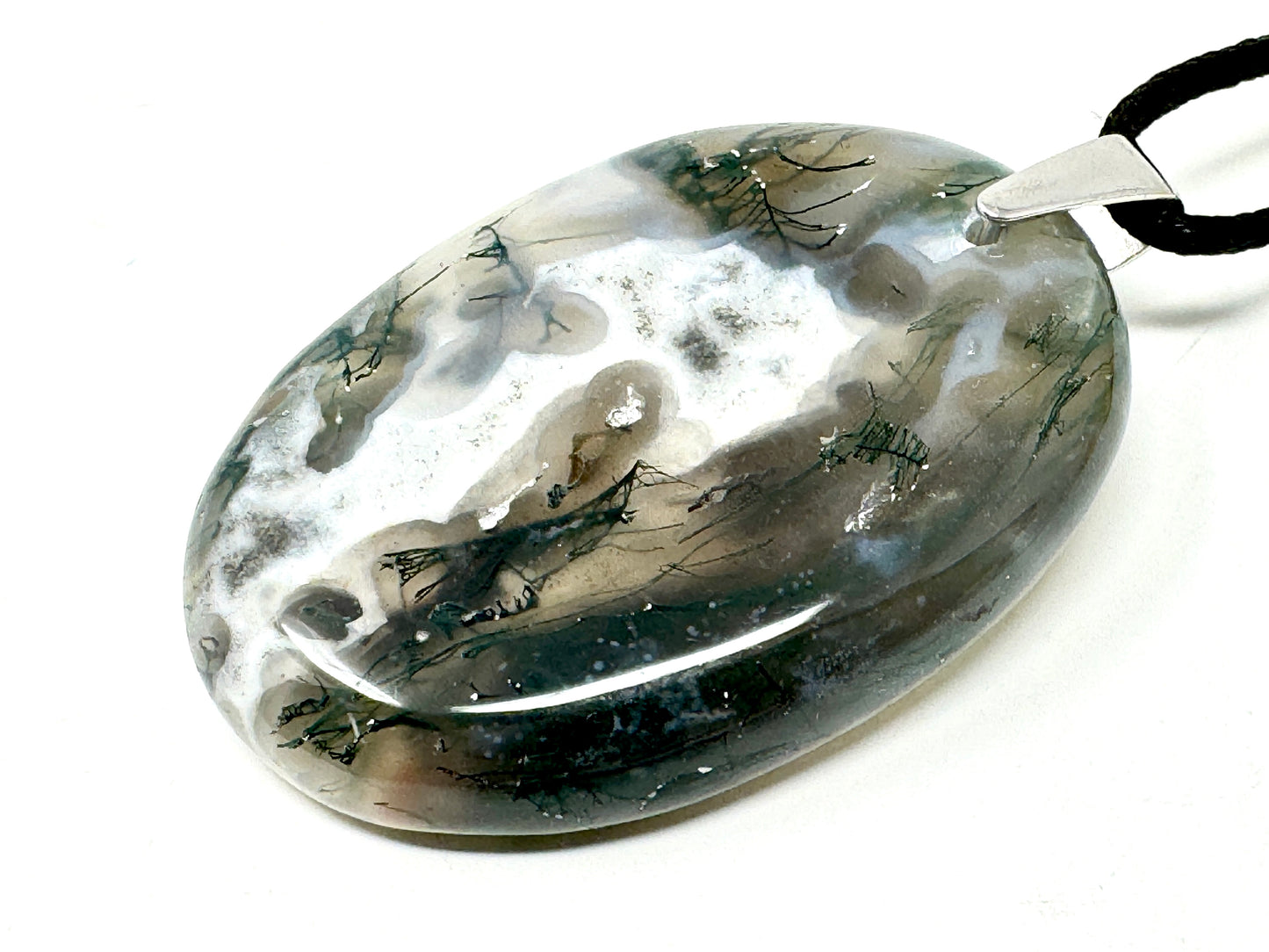 Moss Agate Pendant Oval 4.7cm