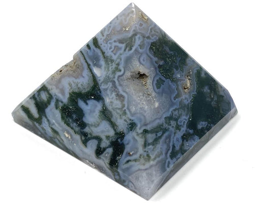 Druzy Moss Agate Crystal Pyramid 5.6cm