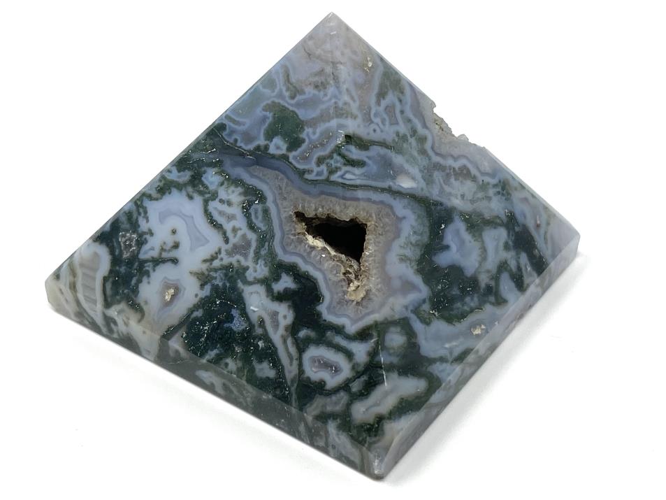 Druzy Moss Agate Crystal Pyramid 5.6cm