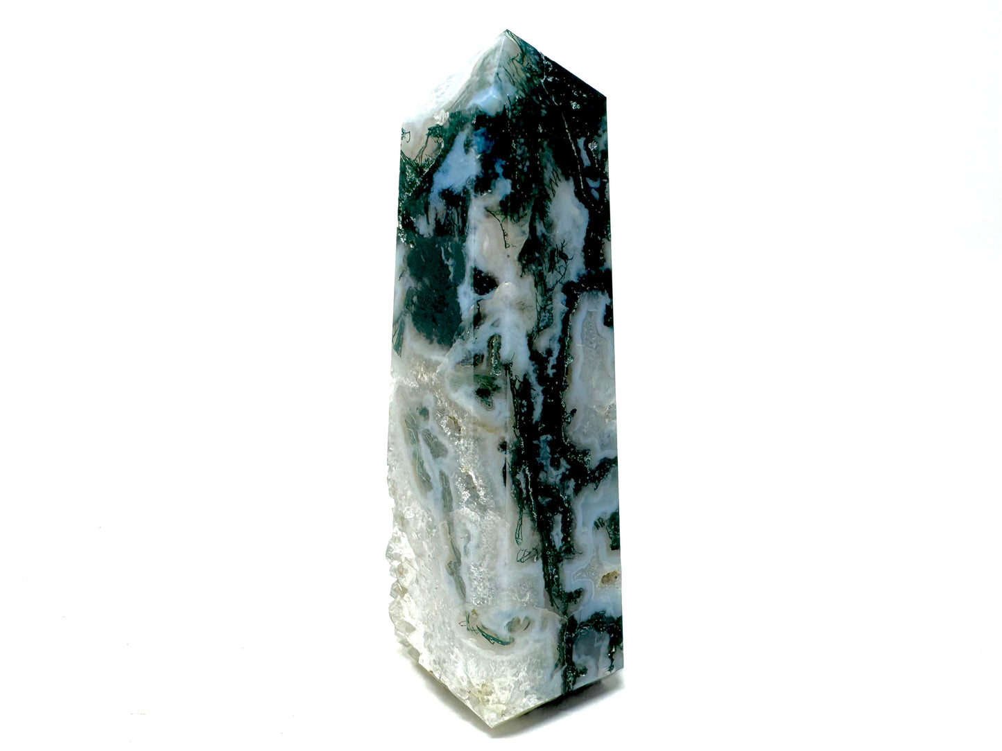 Druzy Moss Agate Crystal Tower 7.5cm