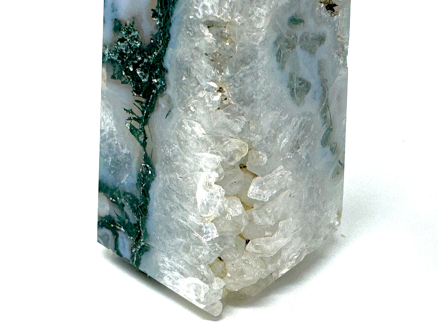 Druzy Moss Agate Crystal Tower 7.5cm